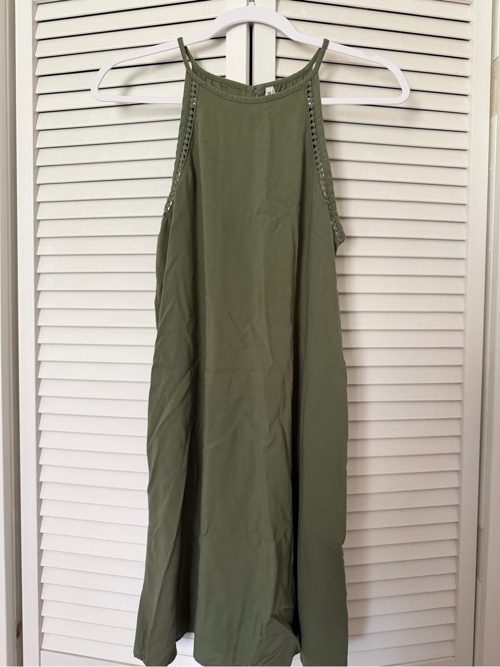 Mudd Olive Green Halter Mini Dress with Braided Trim